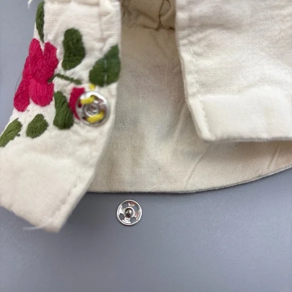 Vintage Floral Embroidered White Handmade Maxi Dress Boho Cottage pockets - Picture 7 of 9